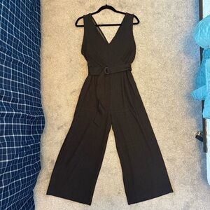 Uniqlo Dark Grey and White Pinstripe Sleeveless Jumpsuit in EUC